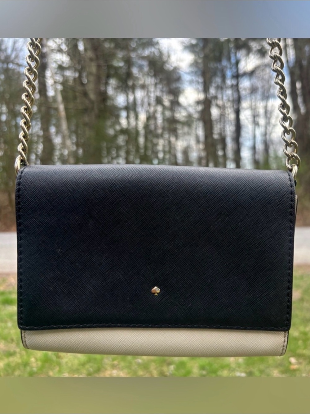 Black and Cream Chain Crossbody Bag - Kate Spade